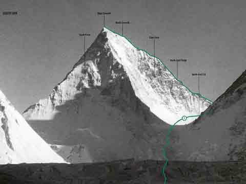 
Gasherbrum IV South And East Faces And First Ascent Route - World Mountaineering: The World's Great Mountains by the World's Great Mountaineers book 
